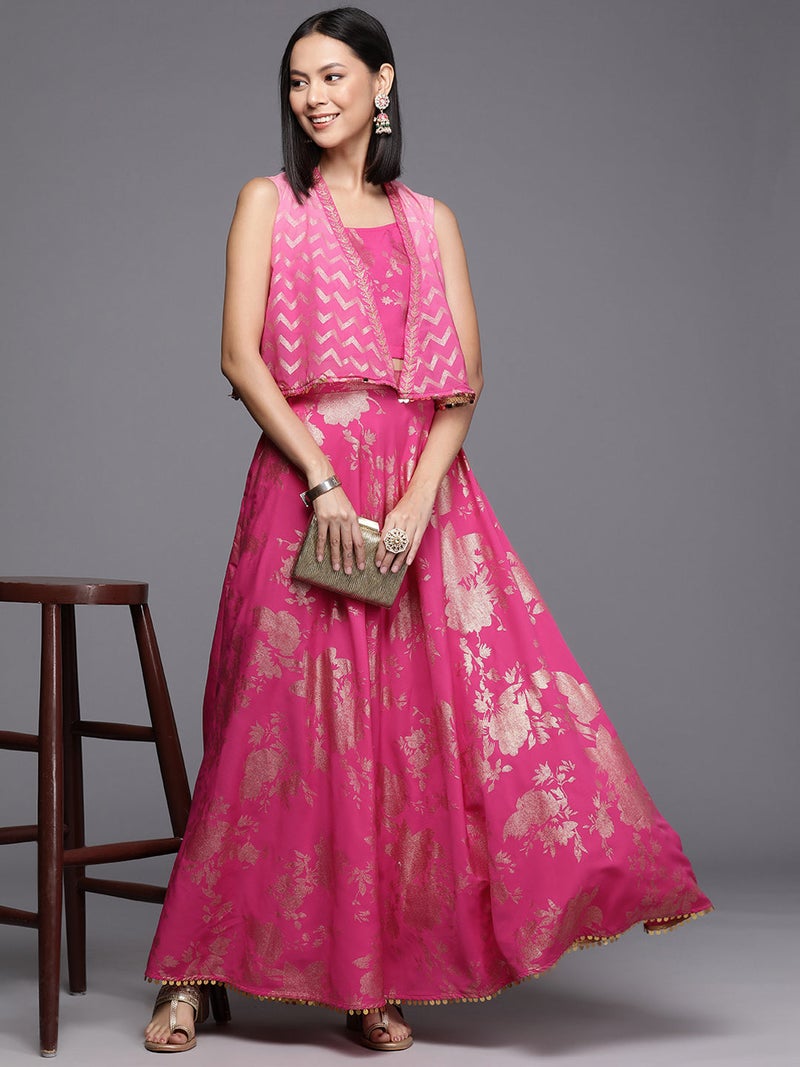 Ahalyaa Pink Traditional Wear Co-ords for Women - Image 1