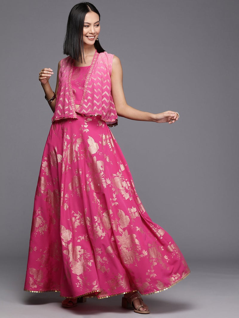 Ahalyaa Pink Traditional Wear Co-ords for Women - Image 5