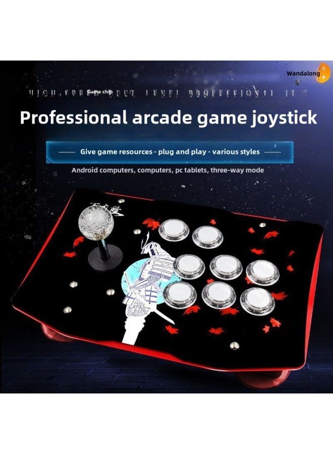 Arcade Rocker Fighting Rocker Computer USB Mobile Phone Boxing Emperor 97 Sanhe Rocker Home Game Console-Product Color:Checkered Version Curved Four-on - Image 3