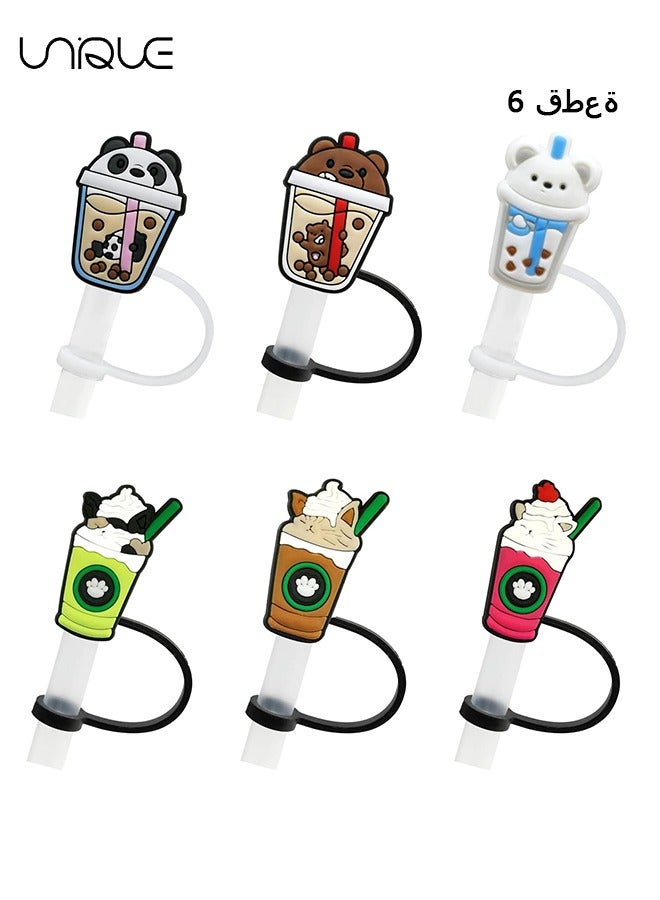 Unique 6 PCS Dustproof Straw Cap, Reusable Silicone Straw Lid Protector,Cartoon Pattern Plugs,for 7-8 mm  Straw Fitting - Image 1