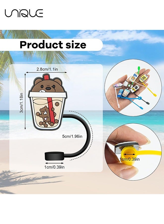 Unique 6 PCS Dustproof Straw Cap, Reusable Silicone Straw Lid Protector,Cartoon Pattern Plugs,for 7-8 mm  Straw Fitting - Image 3