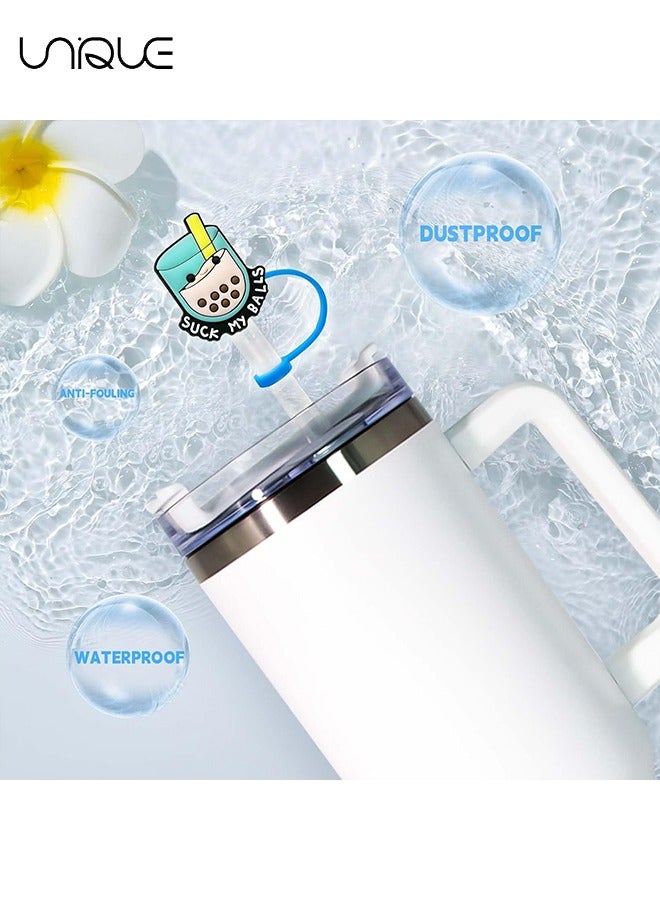 Unique 6 PCS Dustproof Straw Cap, Reusable Silicone Straw Lid Protector,Cartoon Pattern Plugs,for 7-8 mm  Straw Fitting - Image 4