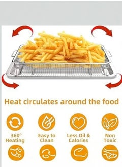 Generic Stainless Steel Air Fryer Basket for Oven, Roasting Tray, Deluxe Oven Fryer, Perfect Grilling Tray, 2 in 1 Drain Roasting Tray with Raised Mesh Frying Basket, Non-Stick Frying Tray  - Image 3
