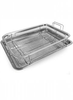 Generic Stainless Steel Air Fryer Basket for Oven, Roasting Tray, Deluxe Oven Fryer, Perfect Grilling Tray, 2 in 1 Drain Roasting Tray with Raised Mesh Frying Basket, Non-Stick Frying Tray  - Image 2