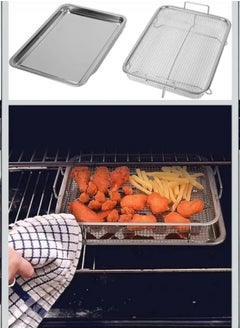 Generic Stainless Steel Air Fryer Basket for Oven, Roasting Tray, Deluxe Oven Fryer, Perfect Grilling Tray, 2 in 1 Drain Roasting Tray with Raised Mesh Frying Basket, Non-Stick Frying Tray  - Image 5
