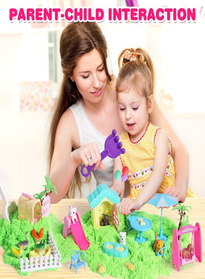 Billeeit Pet Sensory Bin Sand Toy with 2.2lbs Green Moldable Sand, Dog ＆ Cat Play Sand Kit for Boys and Girls Including 28pcs Accessories Total, Sand Box Toys Gift for Kids 3+ Indoor Creativity - Image 3