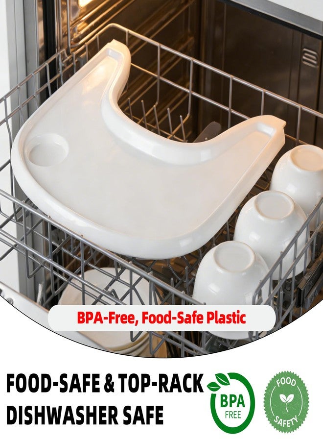 LuQiBabe Baby High Chair Tray Compatible with Stokke Tripp Trapp (V2+ Baby Set) Replacement Feeding Tray with Built-In Cup Holder, Smooth Surface for Strong Suction, BPA-Free & Dishwasher Safe - White - Image 4