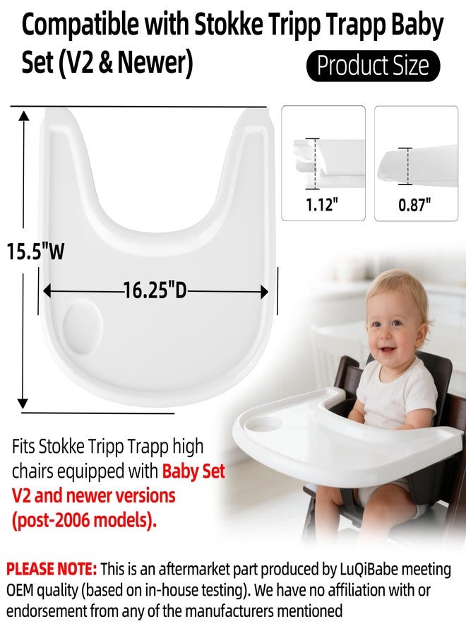 LuQiBabe Baby High Chair Tray Compatible with Stokke Tripp Trapp (V2+ Baby Set) Replacement Feeding Tray with Built-In Cup Holder, Smooth Surface for Strong Suction, BPA-Free & Dishwasher Safe - White - Image 2