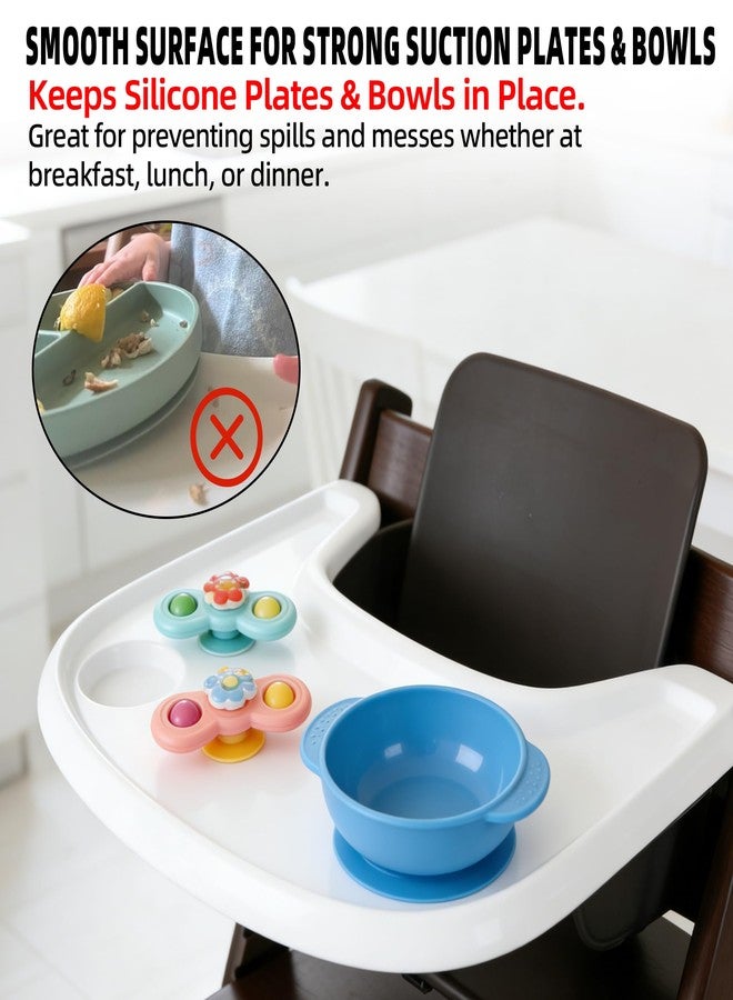 LuQiBabe Baby High Chair Tray Compatible with Stokke Tripp Trapp (V2+ Baby Set) Replacement Feeding Tray with Built-In Cup Holder, Smooth Surface for Strong Suction, BPA-Free & Dishwasher Safe - White - Image 3