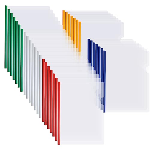 Handepo 150 Pcs Bulk A4 Clear Report Cover with Sliding Bar 5 Colors Folder Binder Sliding Bar Files Classification Transparent Resume Clipbar Presentation File Folders for School and Office - Image 1
