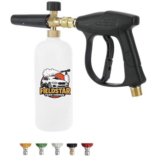 Fieldstar Pressure Washer Gun with Foam Cannon | Car Wash Foam Gun with 1/4" Quick Connector | Includes 5 Spray Nozzles and 1-Litre Bottle, Car Pressure Washe Gun - Image 1