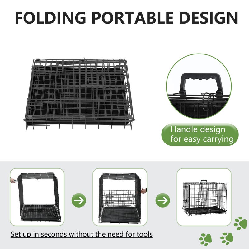 FDW Dog Crate 18-Inch Dog Cage Foldable Metal Kennel with Leakproof Tray Foldable Design Indoor Outdoor Use for Small Dogs,Dark Black - Image 5