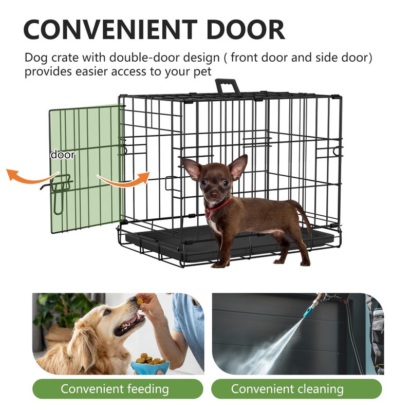 FDW Dog Crate 18-Inch Dog Cage Foldable Metal Kennel with Leakproof Tray Foldable Design Indoor Outdoor Use for Small Dogs,Dark Black - Image 4