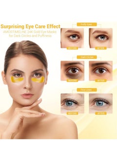 AMOSTIMELINE 24K Gold Eye Masks For Dark Circles And Puffiness (6 Pairs) With Collagen Aloe Vera & Hyaluronic Acidantiaging Under Eye Patches For Dark Circles And Puffinessreduce Wrinkles  - Image 2