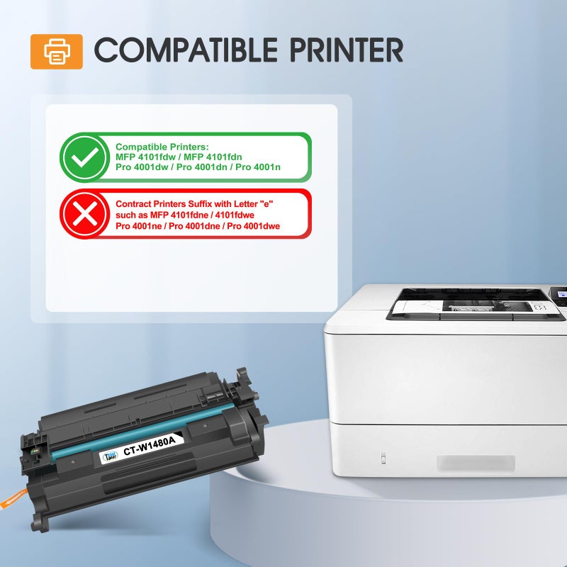 Cool Toner 148A Toner Cartridge Black 4001n 4101fdw W1480A 148X Compatible Replacement for HP 148 148A W1480X for HP LaserJet Pro MFP 4101fdw 4101fdn Pro 4001dw 4001dn Printer Ink (2 Pack with Chip) - Image 3