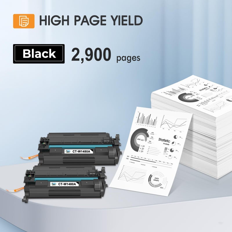Cool Toner 148A Toner Cartridge Black 4001n 4101fdw W1480A 148X Compatible Replacement for HP 148 148A W1480X for HP LaserJet Pro MFP 4101fdw 4101fdn Pro 4001dw 4001dn Printer Ink (2 Pack with Chip) - Image 2