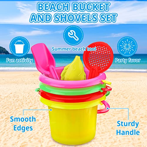 Jexine 96pcs Beach Party Favors for Kid 24 Set Sand Buckets and Shovels for Bucket Party Favor Sand Box Play Set and Mini Beach Pail Includes Shovel, Rake, Scoop Summer Outdoor Toys for Toddlers - Image 4