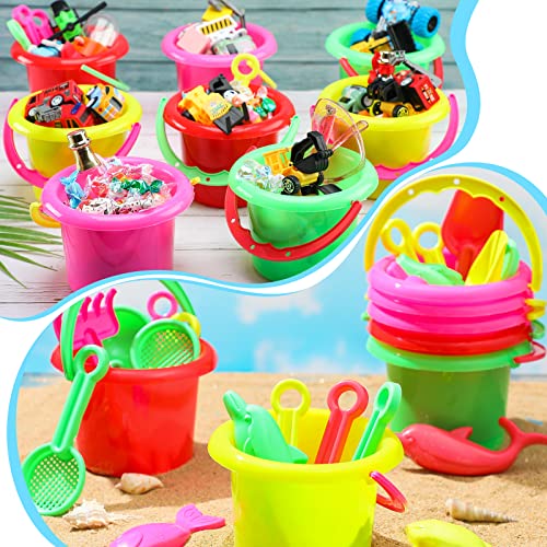 Jexine 96pcs Beach Party Favors for Kid 24 Set Sand Buckets and Shovels for Bucket Party Favor Sand Box Play Set and Mini Beach Pail Includes Shovel, Rake, Scoop Summer Outdoor Toys for Toddlers - Image 2
