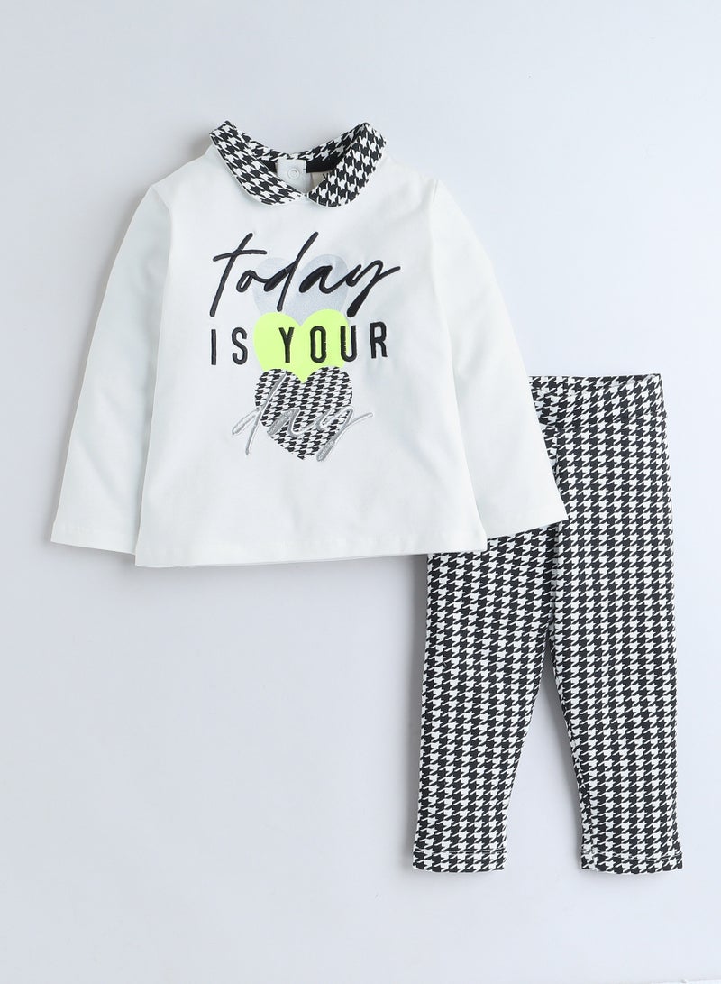 victor and jane Glitter Printed Top With Legging - Set - Image 1