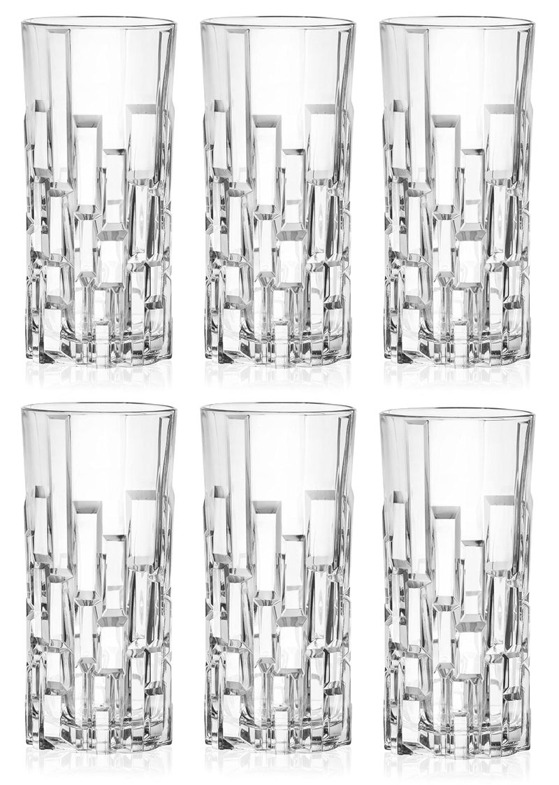 Barski Barski European Crystal Highball Glasses  Dishwasher Safe Glasses for Water Juice Wine Beer  Cocktails  Suitable for Daily Use  Special Occasions Ideal Gift Set of 6116 oz