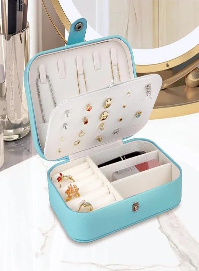 Amaal jewellery organisers box small PU Leather Zipper Portable Storage Box Case Dividers Container for Rings, Earrings, Necklace Home Organizer, Pink Locker Box For Jewellery Gift For Girls & Women - Image 2