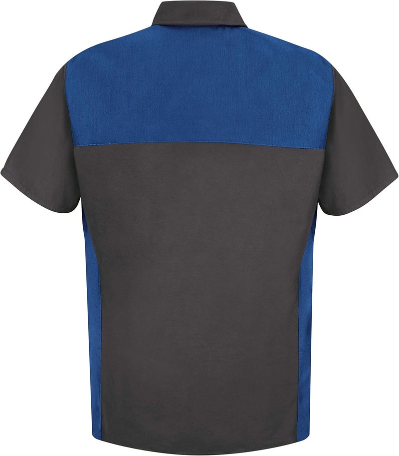 Red Kap Men's Short Sleeve Motorsports Shirt, Charcoal/Royal Blue, XL - Image 2