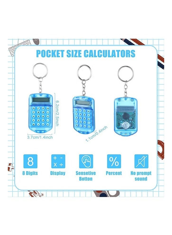 جيماتور 6 أجهزة كمبيوتر حاسبة Mini Keychain Calculator for Kids Pocket Calculator Ring Tiny Clear Clear Flip Small Portable Calculator 8 رقم 8 أرقام إلكترونية Cute Basic Compalchain للطلاب - Image 2