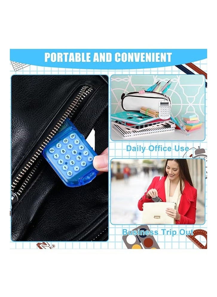 جيماتور 6 أجهزة كمبيوتر حاسبة Mini Keychain Calculator for Kids Pocket Calculator Ring Tiny Clear Clear Flip Small Portable Calculator 8 رقم 8 أرقام إلكترونية Cute Basic Compalchain للطلاب - Image 3