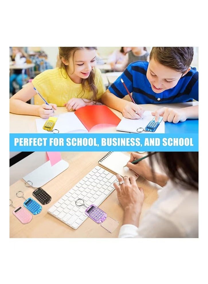 جيماتور 6 أجهزة كمبيوتر حاسبة Mini Keychain Calculator for Kids Pocket Calculator Ring Tiny Clear Clear Flip Small Portable Calculator 8 رقم 8 أرقام إلكترونية Cute Basic Compalchain للطلاب - Image 4