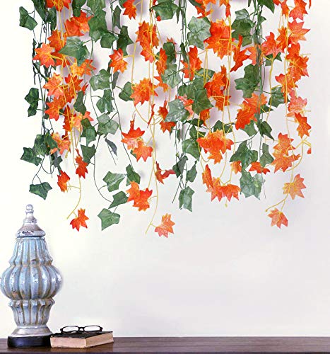 BS AMOR Artificial Creeper 24(12Green+12 Orange) | Wall Hanging | Speacial Ocassion Decoration | Home Decor | for Wedding | Party | Office | Festival Decorative | Length 6 Feet (24Strings) - Image 3