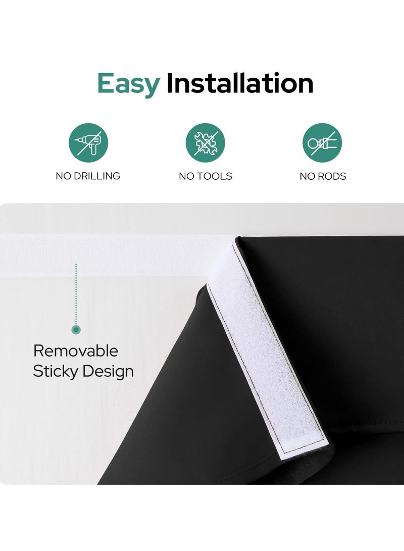 Barakah Door Curtains Privacy Blackout French 26 X 68 Inch Room Darkening Thermal Insulated Tie Up Shades Window for Bedroom 1 Panel black - Image 2