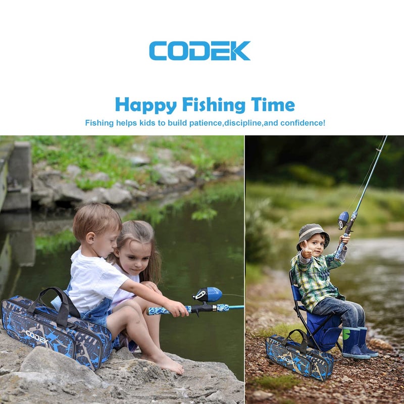 CODEK Kids Fishing Pole Set with Full Starter Kits 2 Set Portable Telescopic Fishing Rod and Spincast Reel Cambos with a Fishing Net and 2 Buckets for Boys Girls and Youth (Blue+Orange) - Image 5