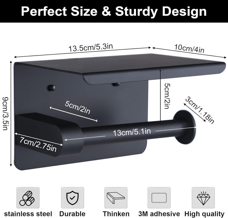 Bathroom Accessory Set SUS304 Stainless Steel Rustproof ((Heavy Square Black Tullet)) - Image 2