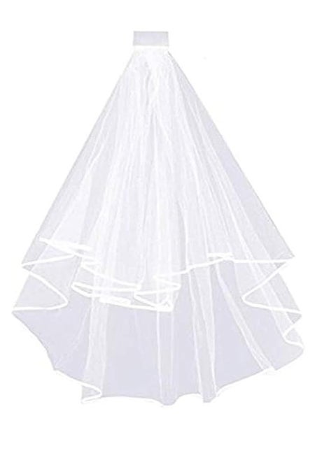1Pcs White Double Ribbon Bride to Be Bridal Accessories for Bachelorette Party Bridal Shower Hen Party Wedding Veil