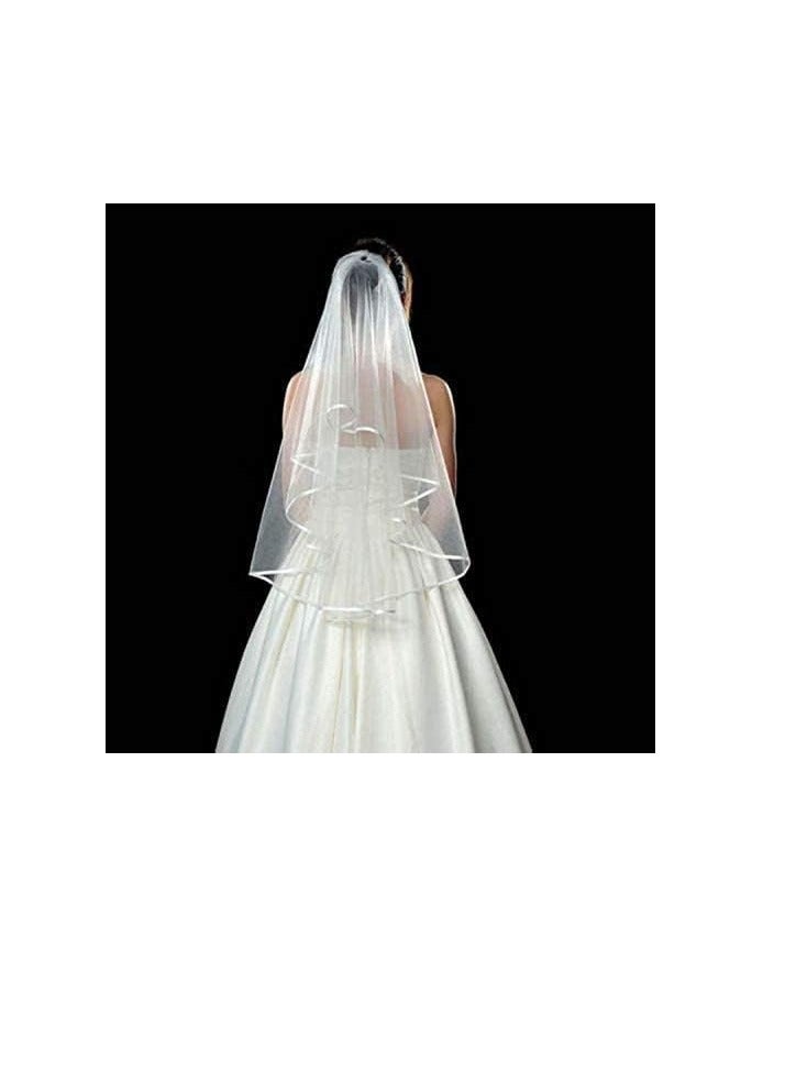 1Pcs White Double Ribbon Bride to Be Bridal Accessories for Bachelorette Party Bridal Shower Hen Party Wedding Veil - Image 2