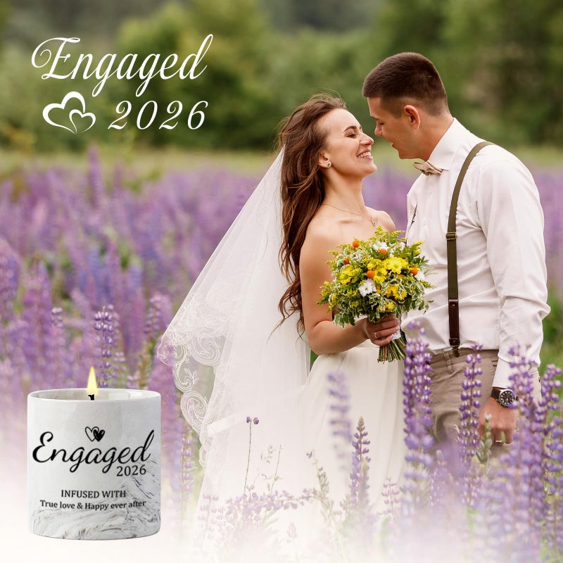 Cituarko Engagement Gifts - Gift for Newly Engaged Couples, Fiance Gifts for Women, Bridal Shower, Wedding Bride Gift - Engaged Present 6 Oz Engaged 2026 Lavender Ceramics Candle - Image 4