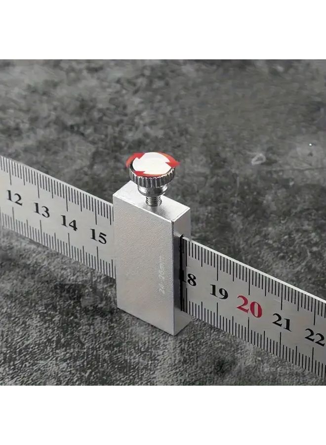 مسطرة مربعة دقيقة بطول 11.81 بوصة من الفولاذ مع كتلة توجيه فضية، دقة 0.1 مم - Image 2