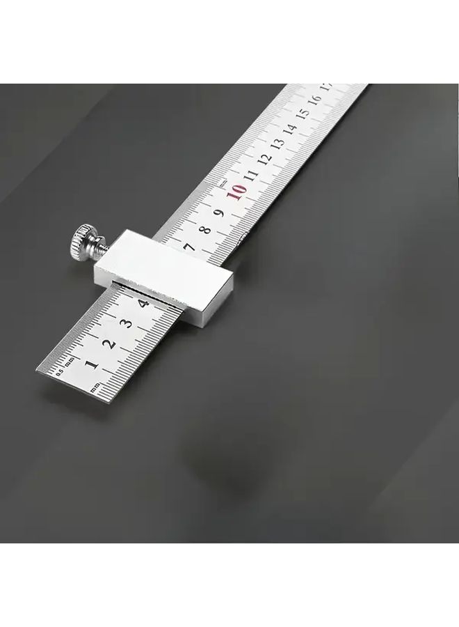 مسطرة مربعة دقيقة بطول 11.81 بوصة من الفولاذ مع كتلة توجيه فضية، دقة 0.1 مم - Image 5