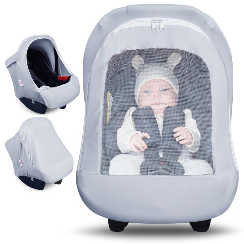 Metplus 2in1 Baby Car Seat Canopy Multi Use Privacy Sun Shade Protect Babys Safety with Style Infant Carrier Covers for Boys Girls