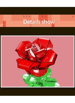 mould king Rose building block model, artificial plant model collection, artificial flower decoration, suitable for Valentine's Day, birthday gifts (excluding vases) Age 8 + (149+PCS) 24005  - Image 5