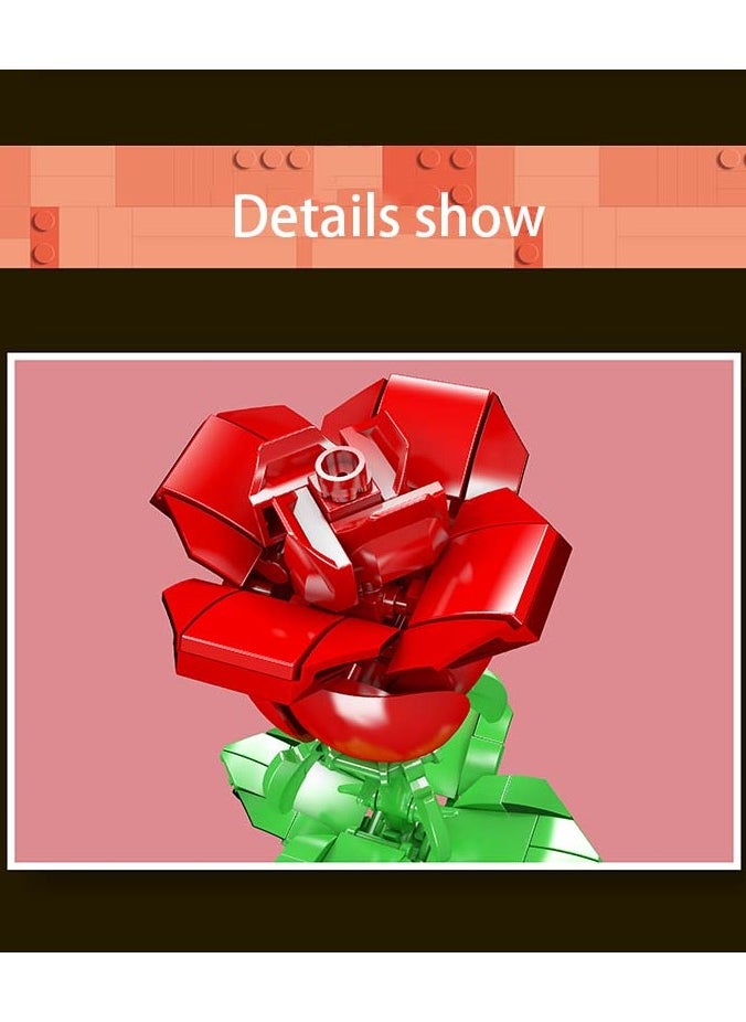 mould king - Rose building block model, artificial plant model collection, artificial flower decoration, suitable for Valentine's Day, birthday gifts (excluding vases) Age 8 + (149+PCS) 24005 - Image 1