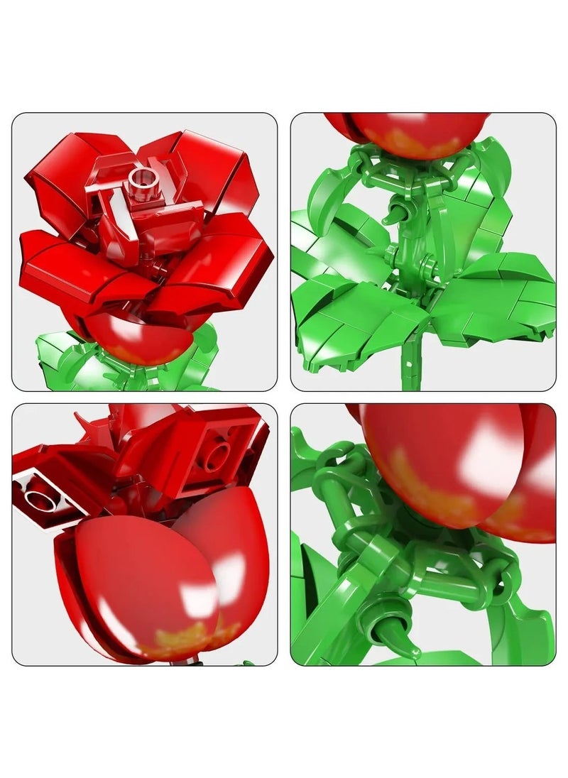 mould king - Rose building block model, artificial plant model collection, artificial flower decoration, suitable for Valentine's Day, birthday gifts (excluding vases) Age 8 + (149+PCS) 24005 - Image 1