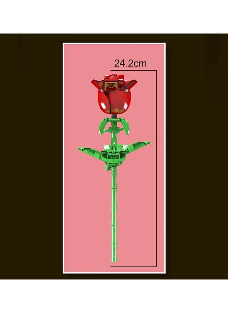 mould king - Rose building block model, artificial plant model collection, artificial flower decoration, suitable for Valentine's Day, birthday gifts (excluding vases) Age 8 + (149+PCS) 24005 - Image 1