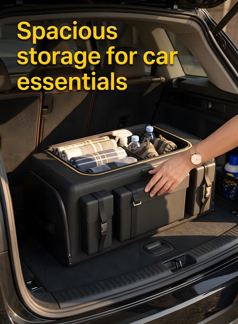بيوينتي صندوق تنظيم صندوق السيارة من بيونتي، صندوق تخزين كبير قابل للطي، منظّم صندوق خلفي بـ 6 أقسام، بطبقة ثلاثية الحماية وقاعدة مانعة للانزلاق لسيارات الدفع الرباعي والفان للتخييم والنزهات (70 لترًا)‌ - Image 3