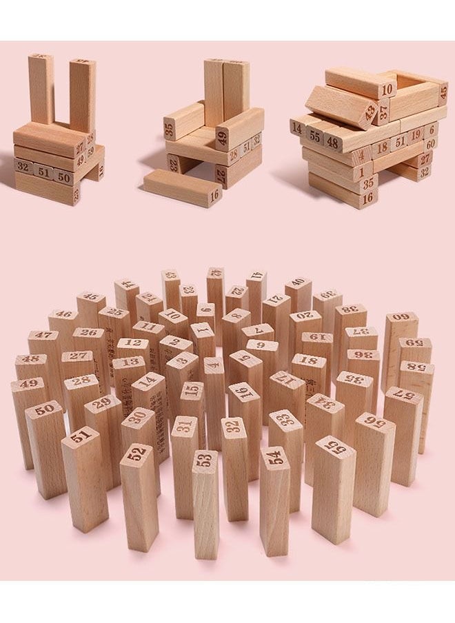 ZCM-HAPPY - 2 Set of Wooden Classic Non-toxic and Environmentally Friendly Digital Stacking Building Blocks - Image 1