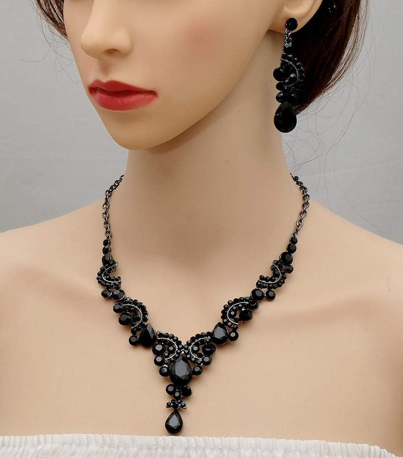 CSY Elegant Crystal Necklace Earrings Bracelet Ring Bridal Wedding Party Costume Jewelry Sets for Brides Women - Image 4
