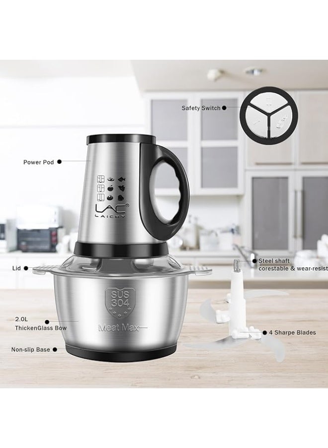 لاك لايش محضرات طعام بمقبض، مفرمة لحم، مفرمة خضار مع وعاء من الفولاذ المقاوم للصدأ - Image 3