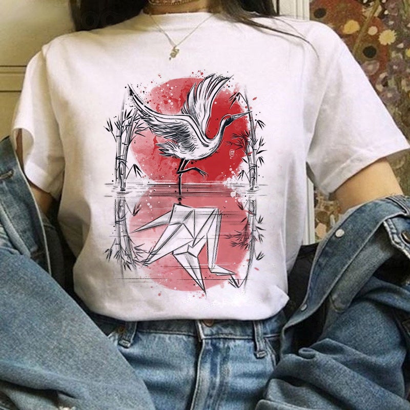 Wish Fun Animation Printed Pattern Round Neck Short Sleeve T-Shirt Women'S Top - Image 1