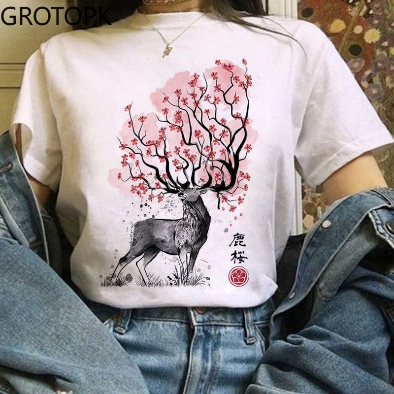 Wish Fun Animation Printed Pattern Round Neck Short Sleeve T-Shirt Women'S Top - Image 5