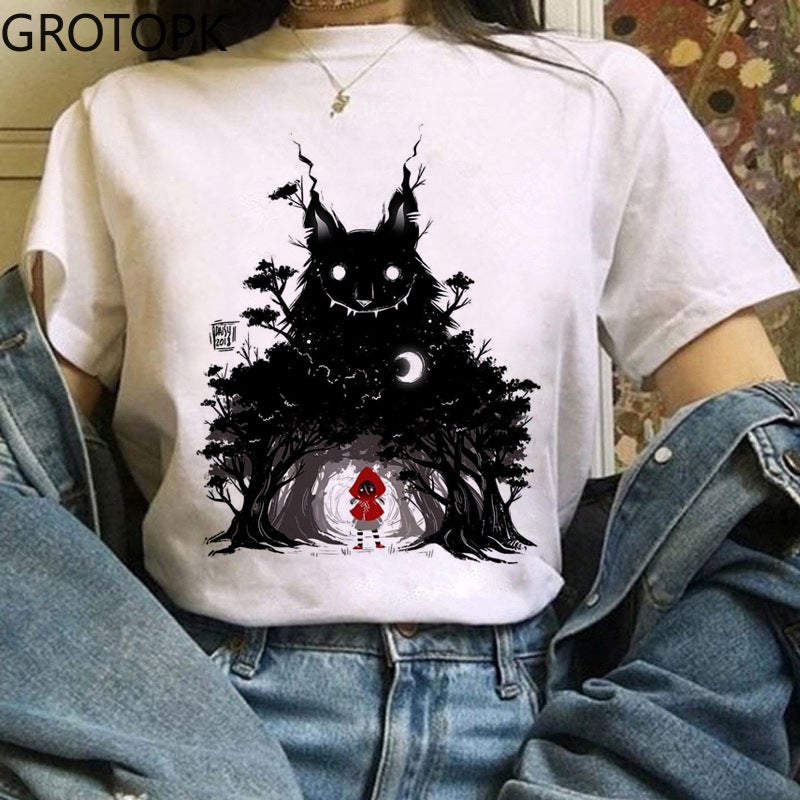 Wish Fun Animation Printed Pattern Round Neck Short Sleeve T-Shirt Women'S Top - Image 3